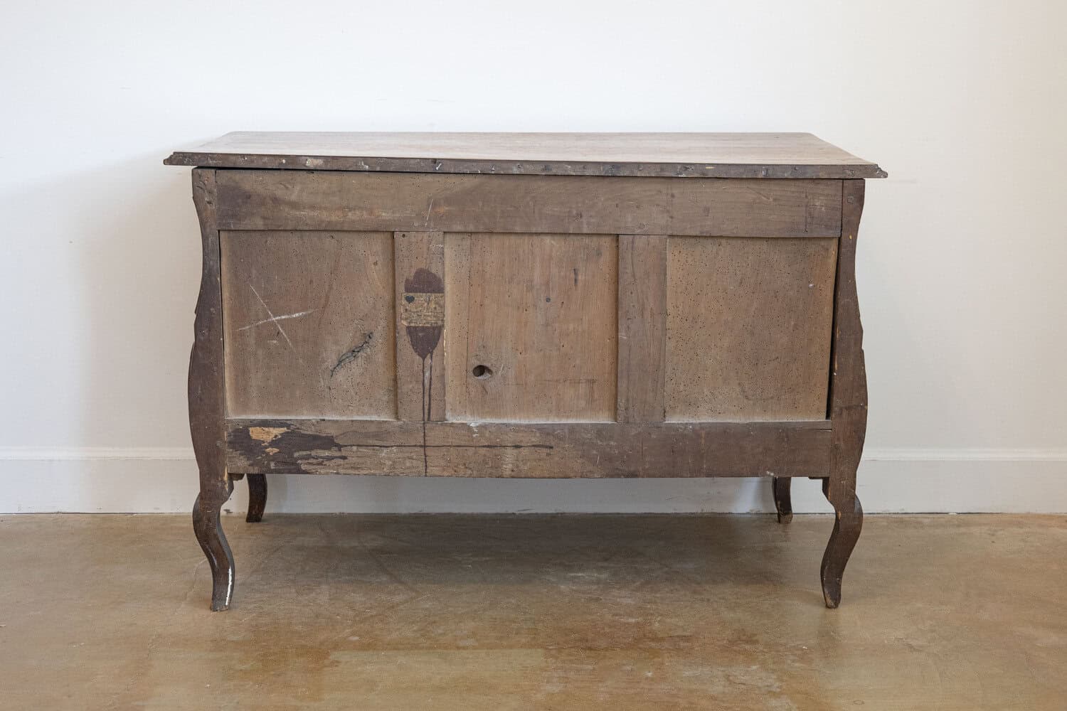 1730s French Period Louis XV Walnut Two-Drawer Commode with Bombé Side Panels - JAA