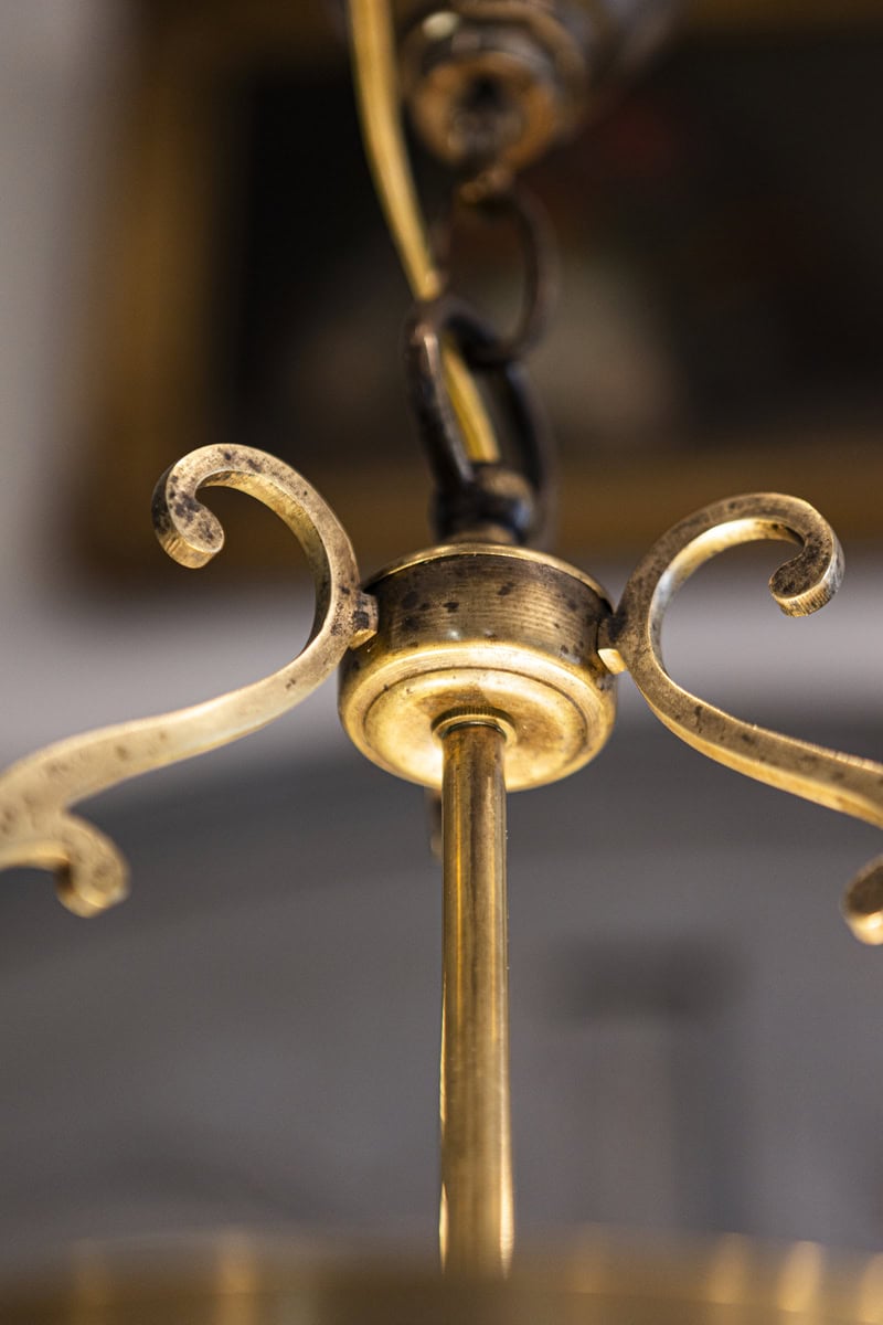 Graceful 20th Century French Brass Lantern with Curved Detailing - JAA