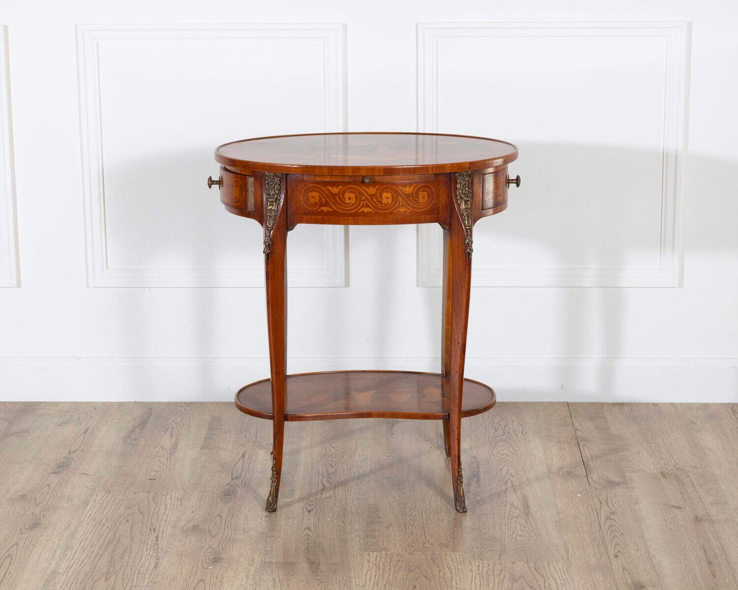 Napoleon III Marquetry Side Table with Floral Inlay, France, Late 19th Century - JAA
