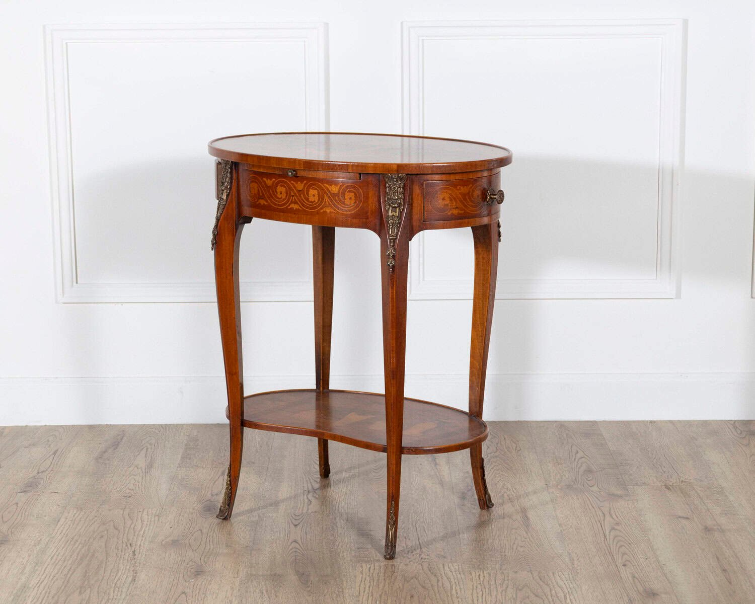 Napoleon III Marquetry Side Table with Floral Inlay, France, Late 19th Century - JAA
