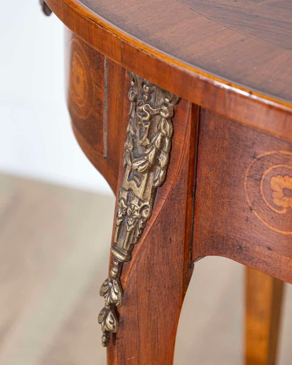 Napoleon III Marquetry Side Table with Floral Inlay, France, Late 19th Century - JAA