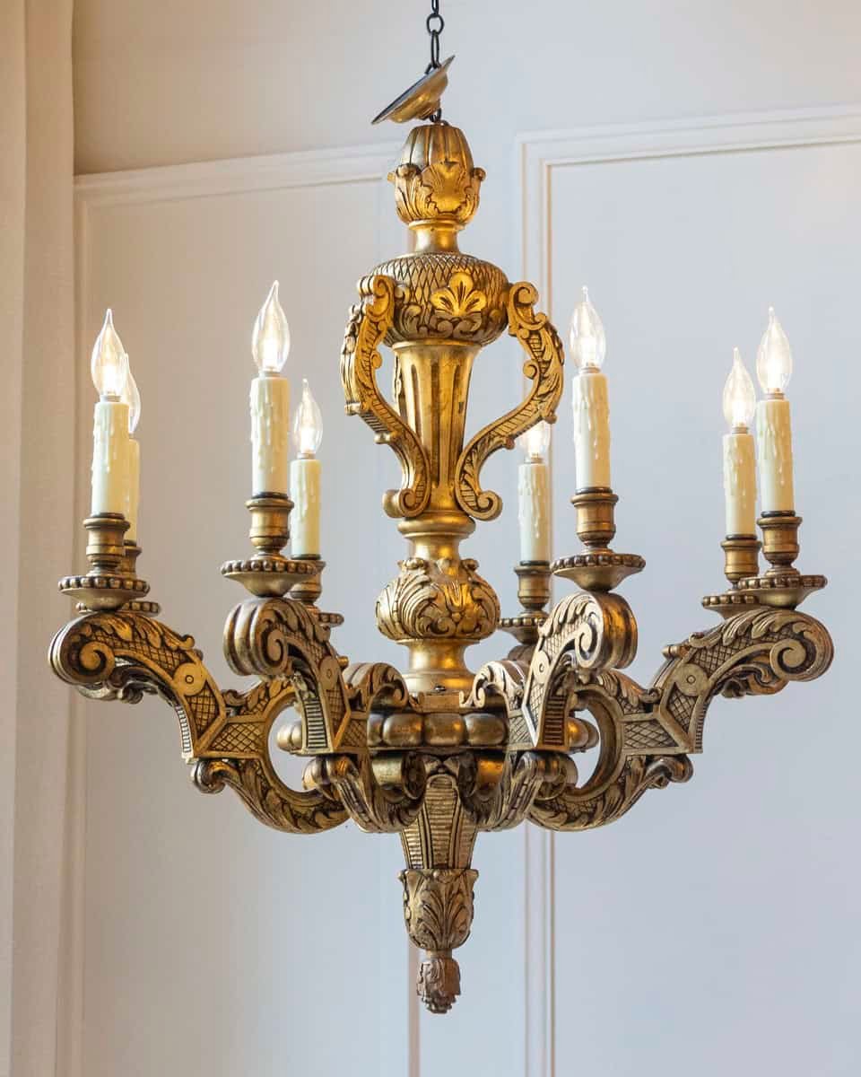 French 20th Century Giltwood Chandelier - JAA