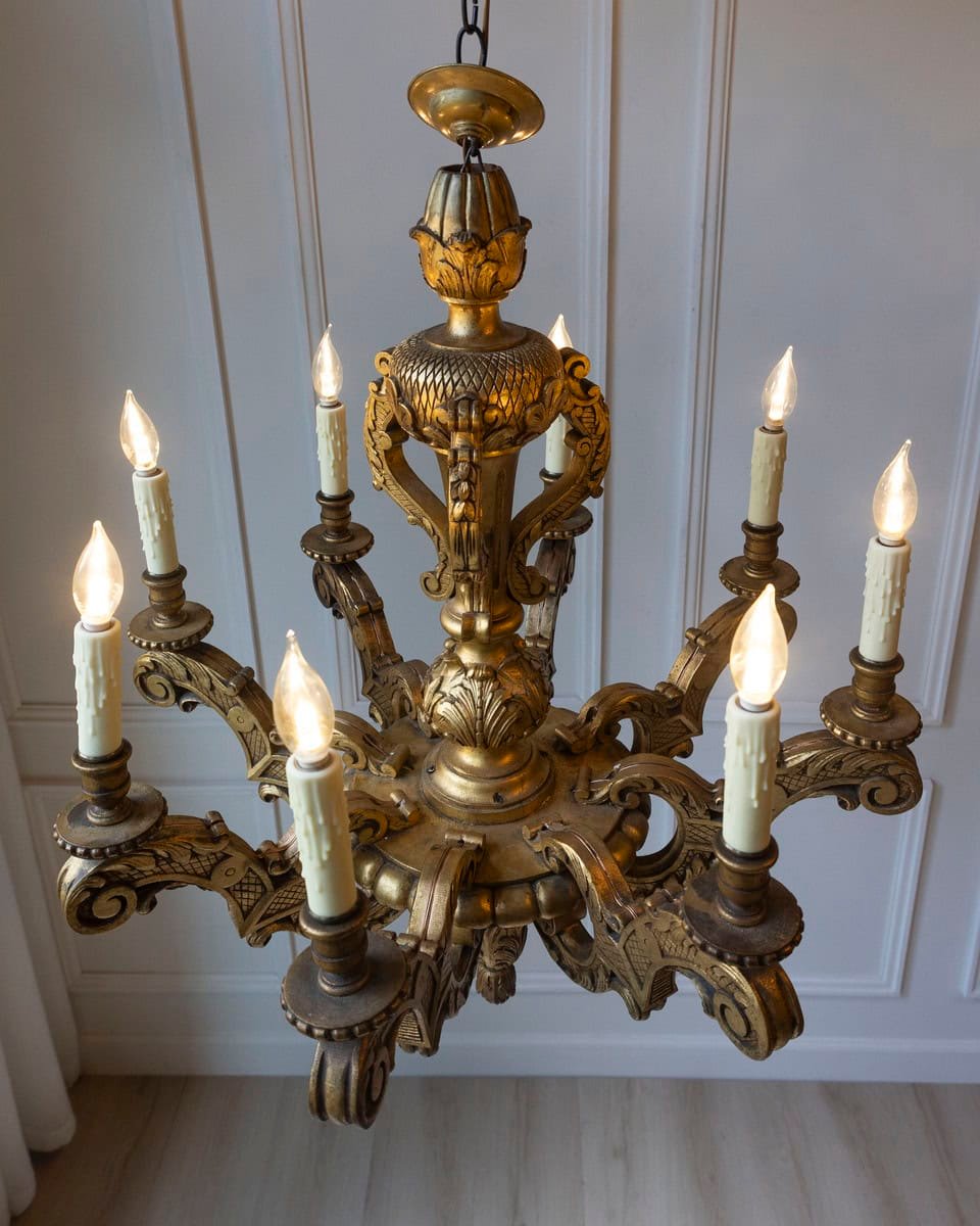 French 20th Century Giltwood Chandelier - JAA