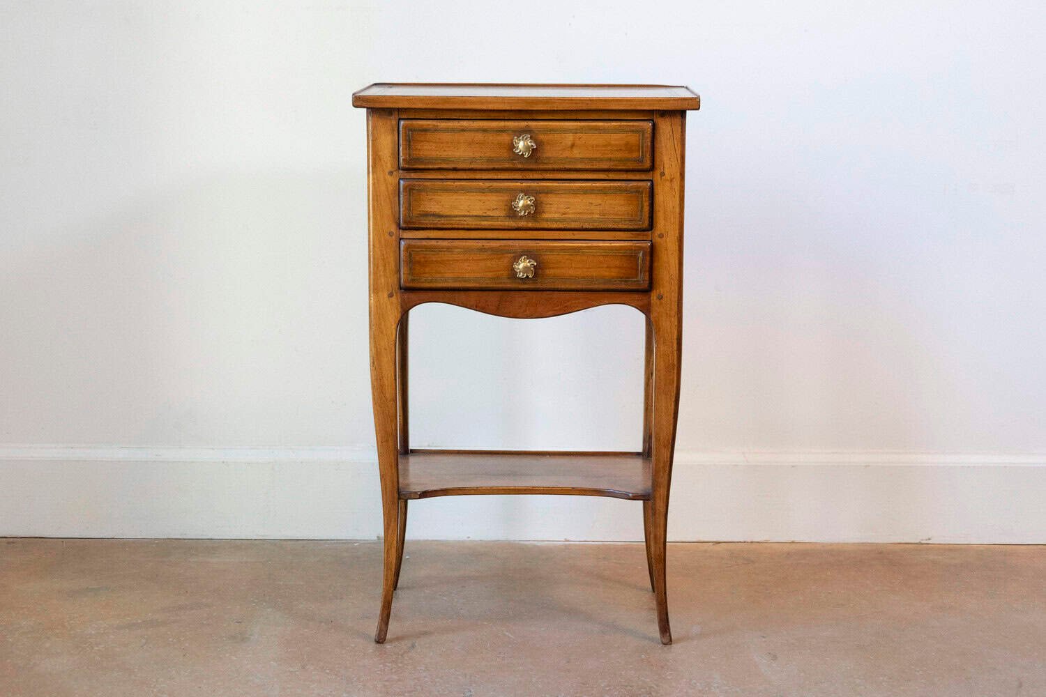 French Louis XV Style Table Chiffonnière with Three Small Drawers and Low Shelf - JAA