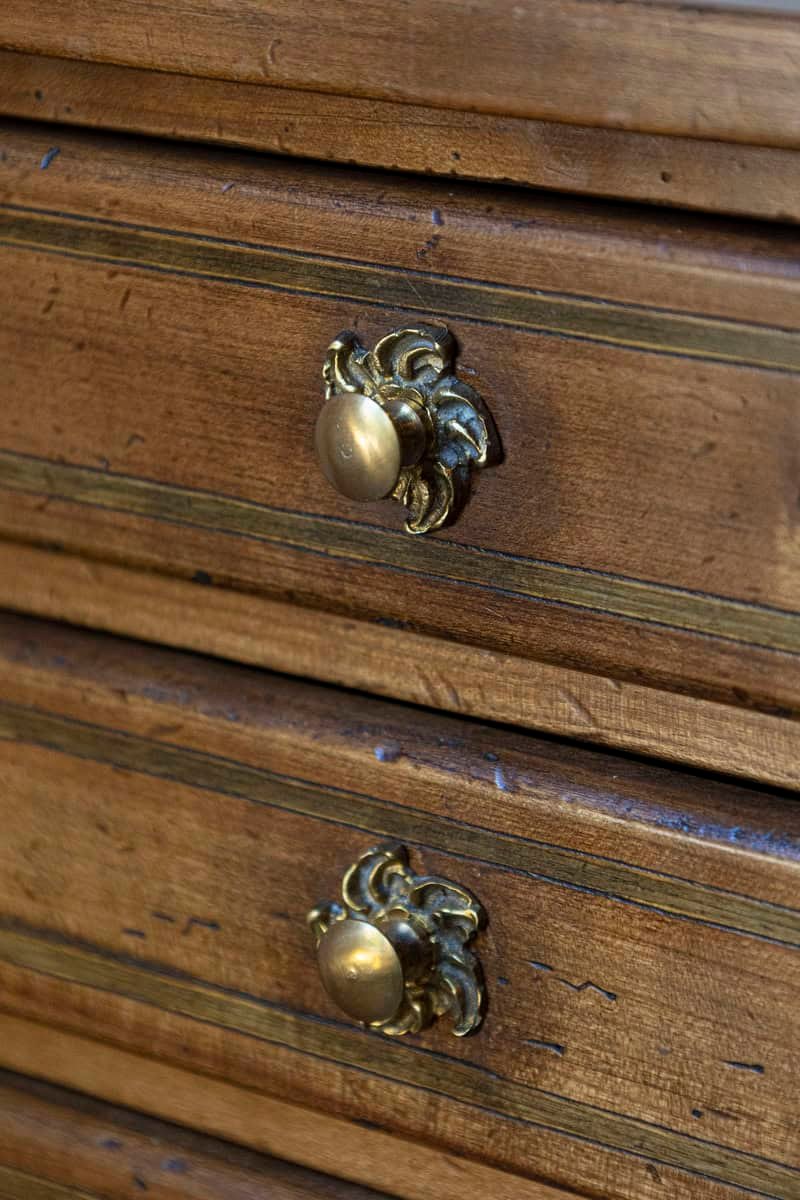 French Louis XV Style Table Chiffonnière with Three Small Drawers and Low Shelf - JAA