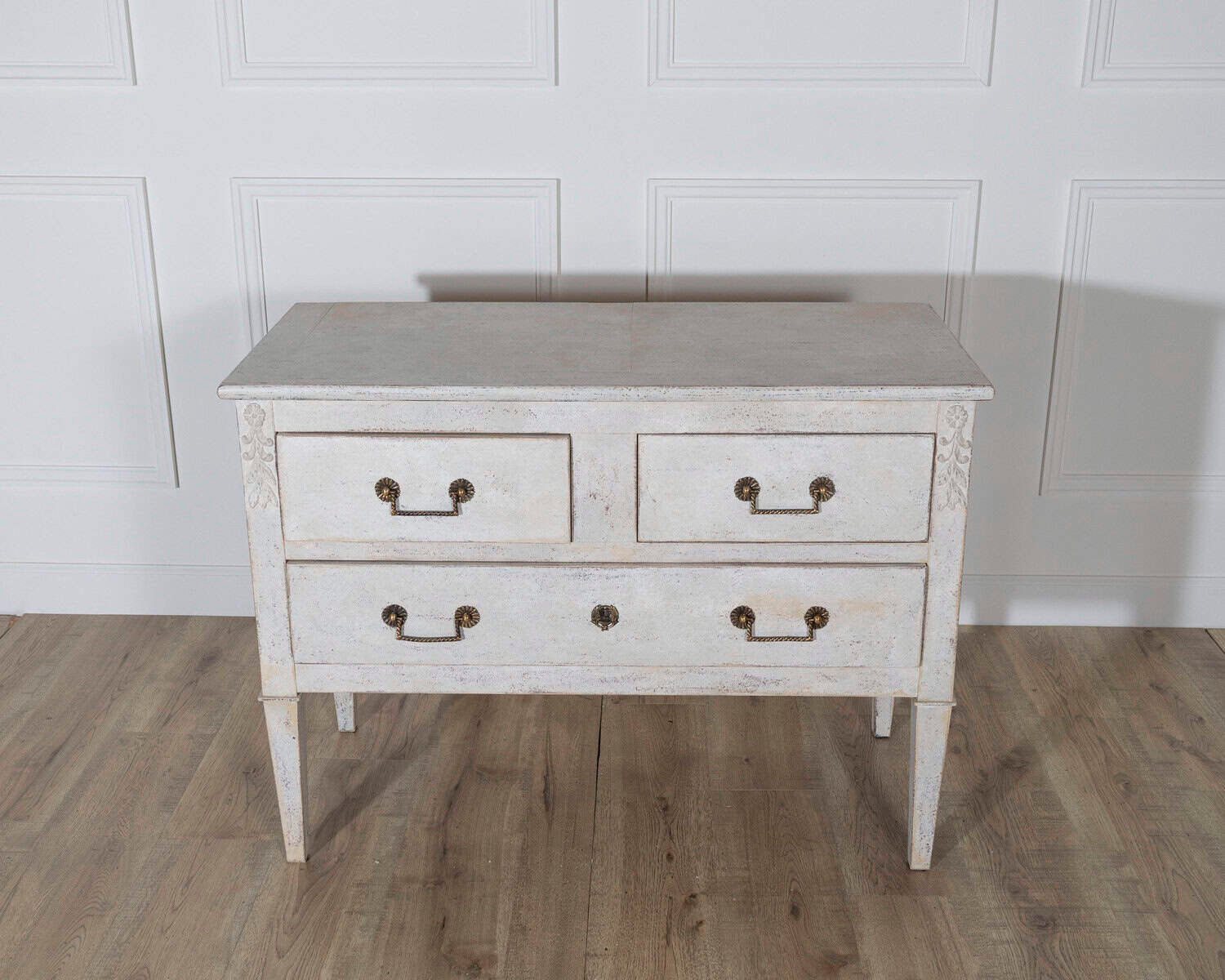 French Painted Chest of Drawers with Brass Pulls, circa 1920 - JAA
