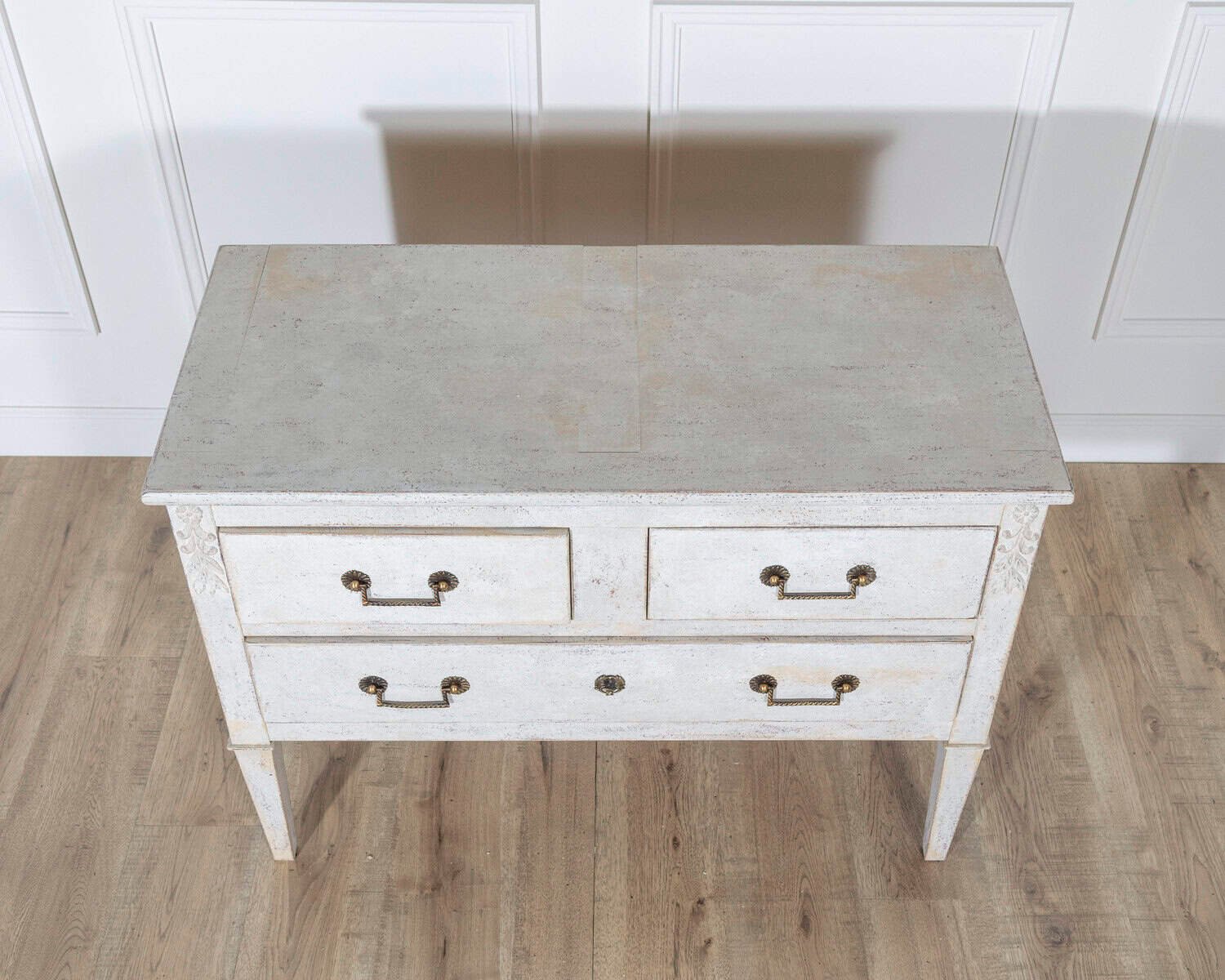 French Painted Chest of Drawers with Brass Pulls, circa 1920 - JAA