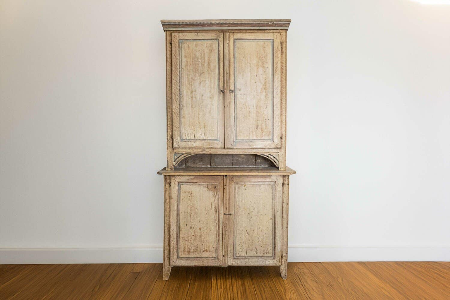 Swedish 1780s Gustavian Period Two-Part Tall Cabinet with Original Paint - JAA