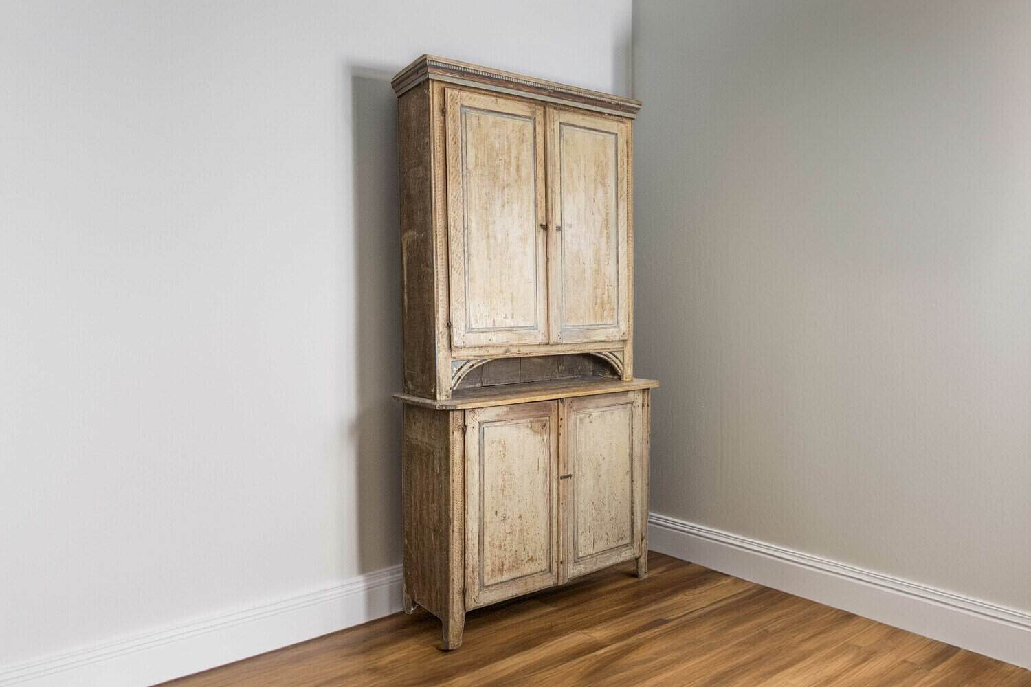 Swedish 1780s Gustavian Period Two-Part Tall Cabinet with Original Paint - JAA