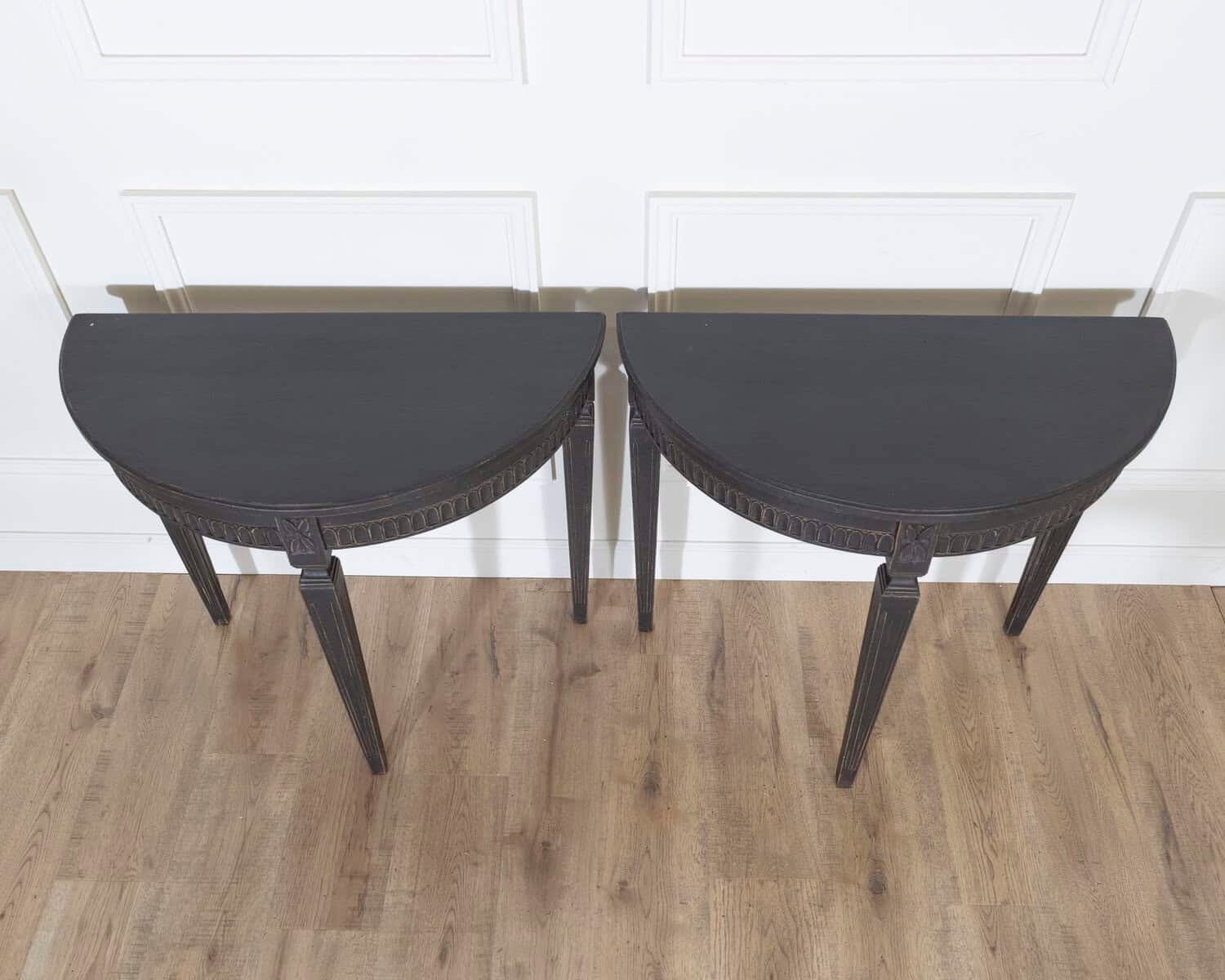 Pair of Swedish Painted Demi-Lune Consoles, ca. 1880 - JAA