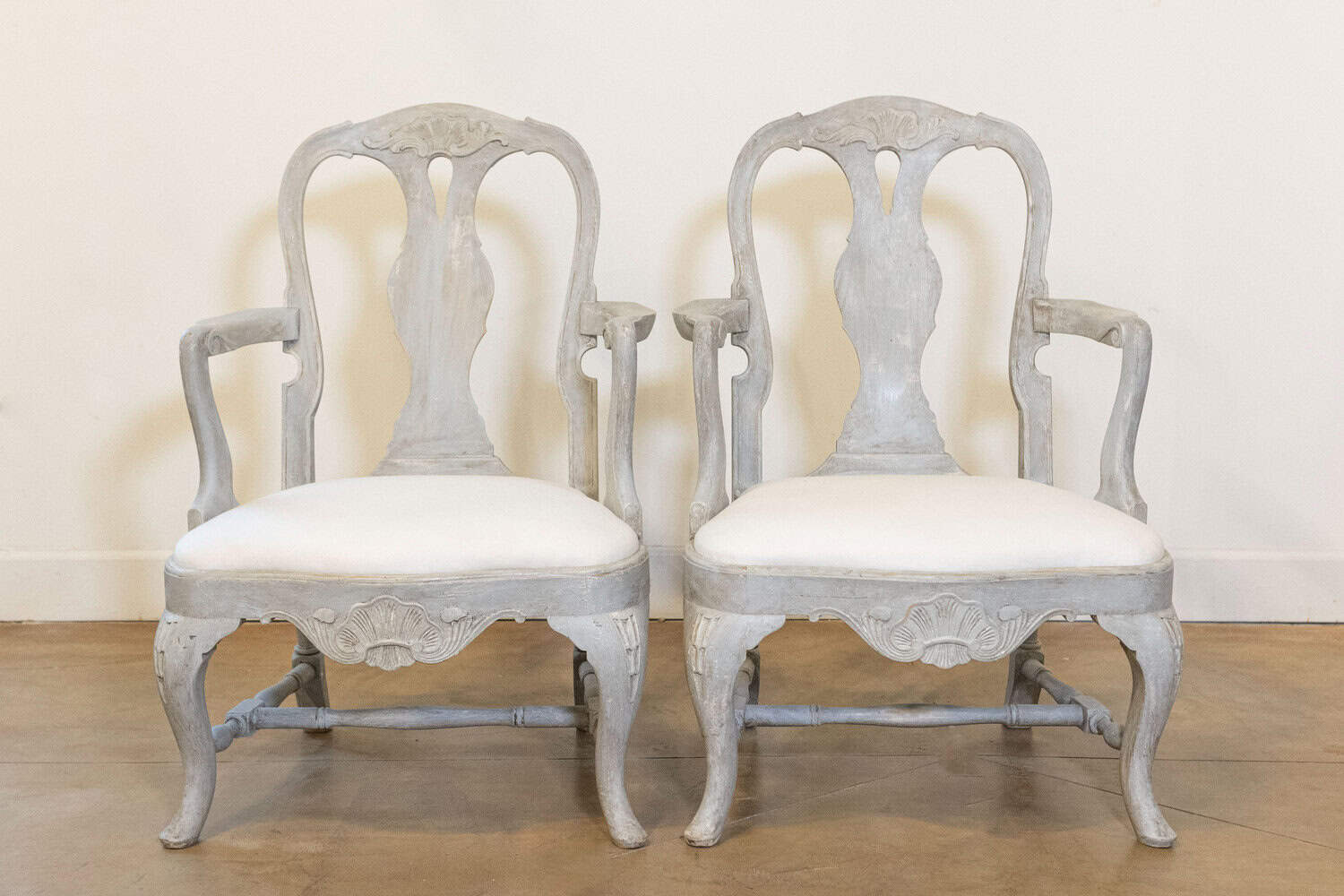 40% OFF at Checkout. Pair of Swedish Rococo Style 1890s Painted Wood Armchairs - JAA
