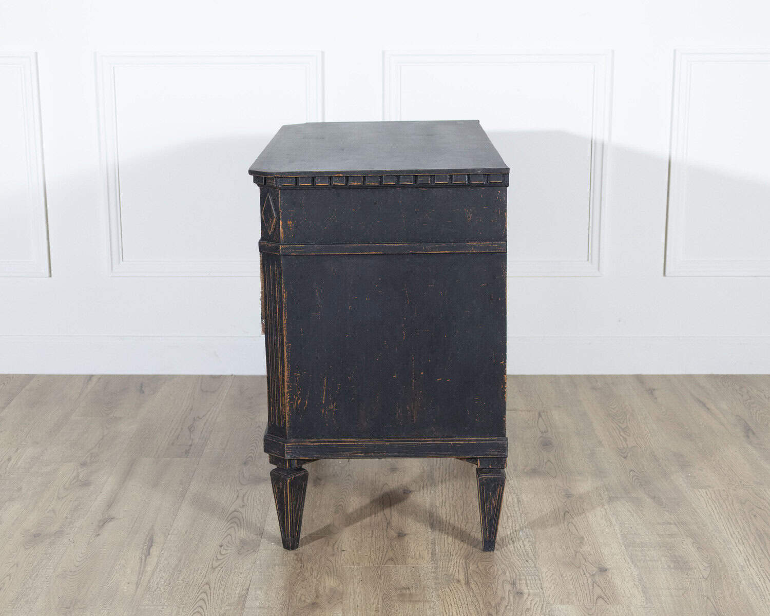Pair of Swedish Black-Painted Commodes with Brass Hardware, 20th Century - JAA