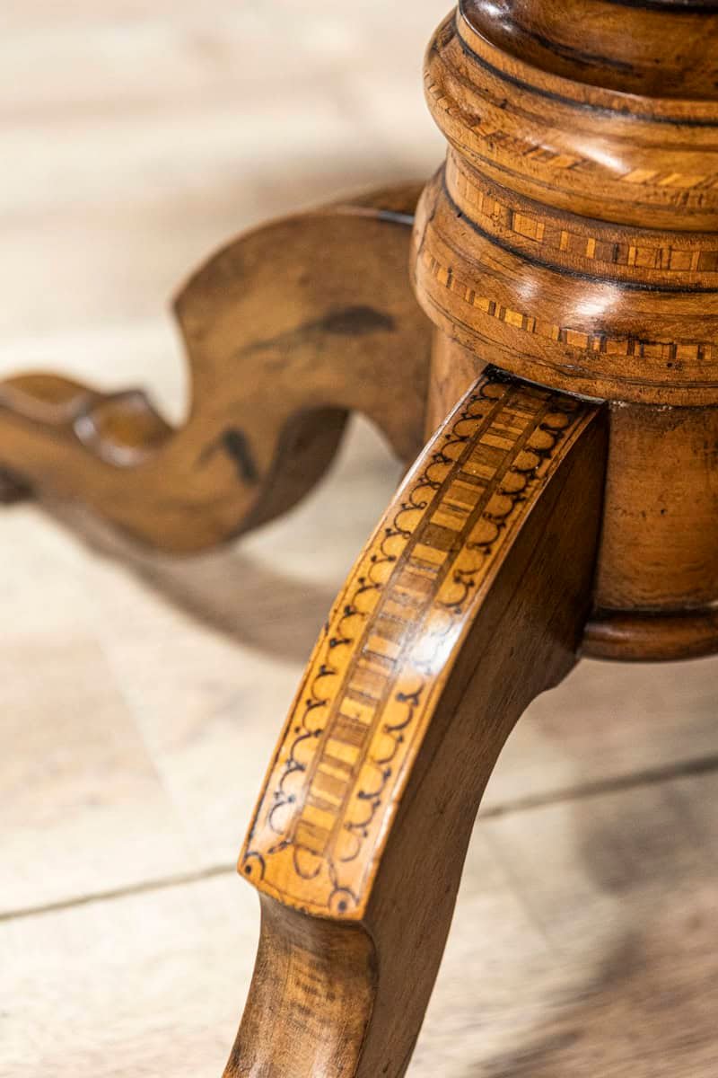 Italian 19th Century Walnut and Mahogany Center Table with Floral Marquetry - JAA