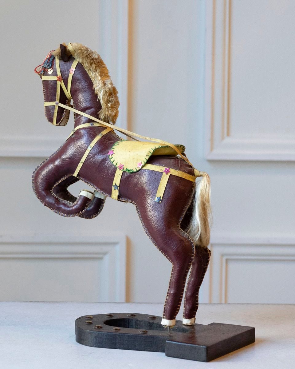 French Decorative Horse in Moleskin with Saddle and Harness, 20th Century - JAA