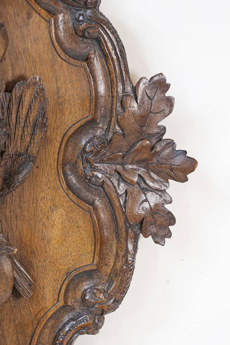 Black Forest Period 19th Century German Oak Wall Carving with Hunting Trophy - JAA