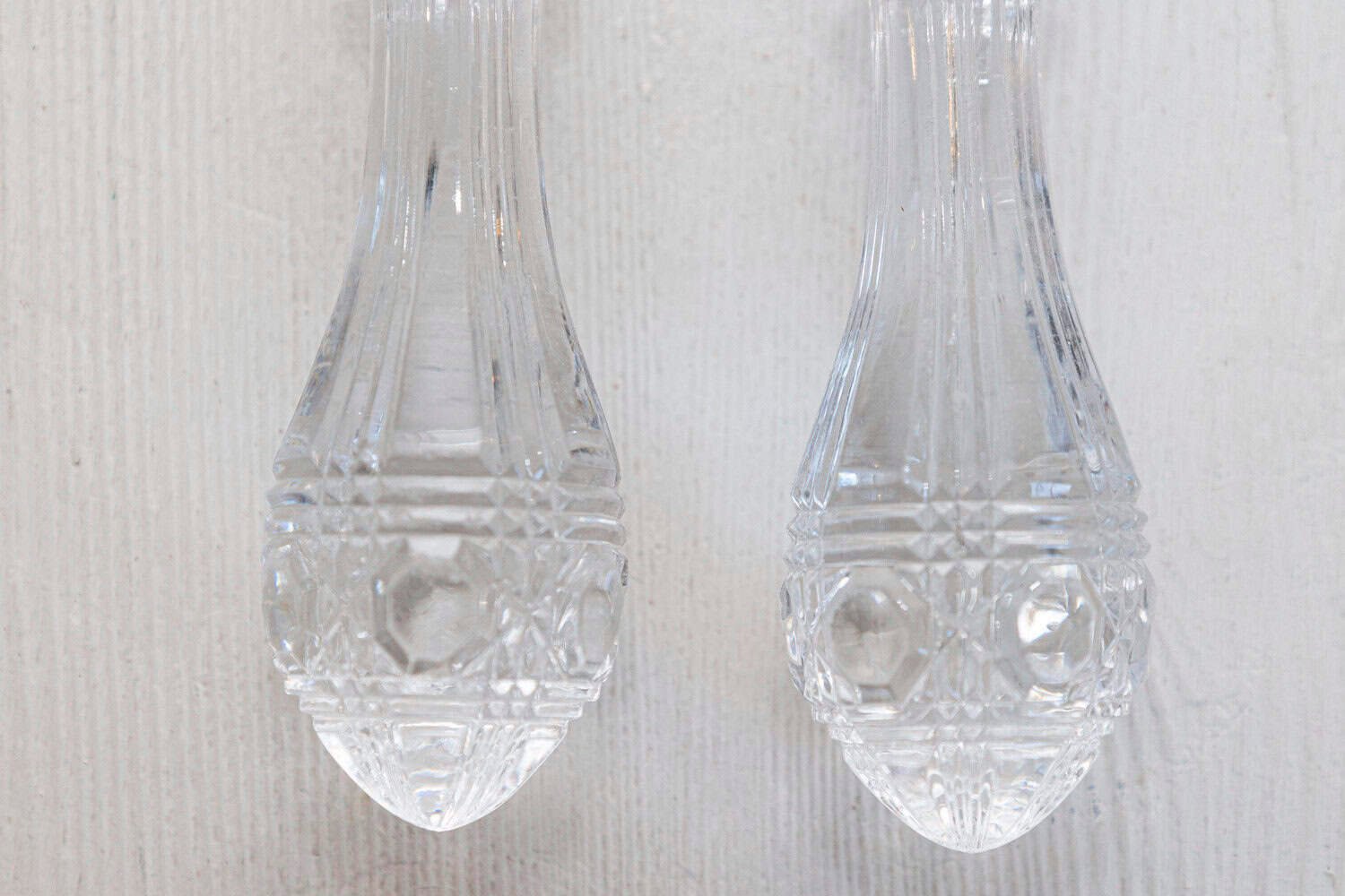 Pair of English Victorian 19th Century Silver Serving Spoons with Glass Handles - JAA