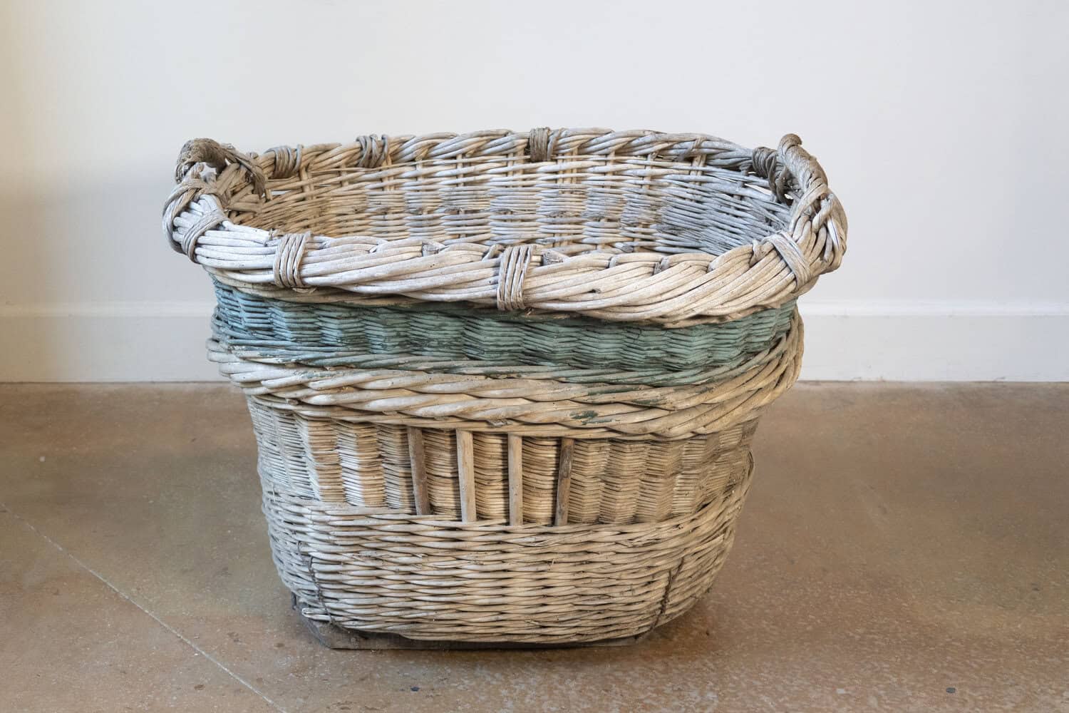 Early 20th Century French Wicker Grape Harvesting Basket - Has some damage to one handle - JAA