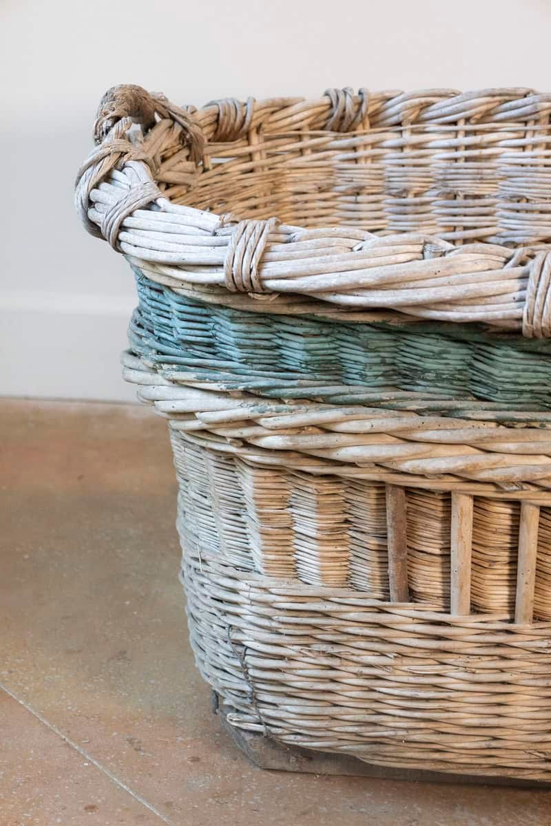 Early 20th Century French Wicker Grape Harvesting Basket - Has some damage to one handle - JAA