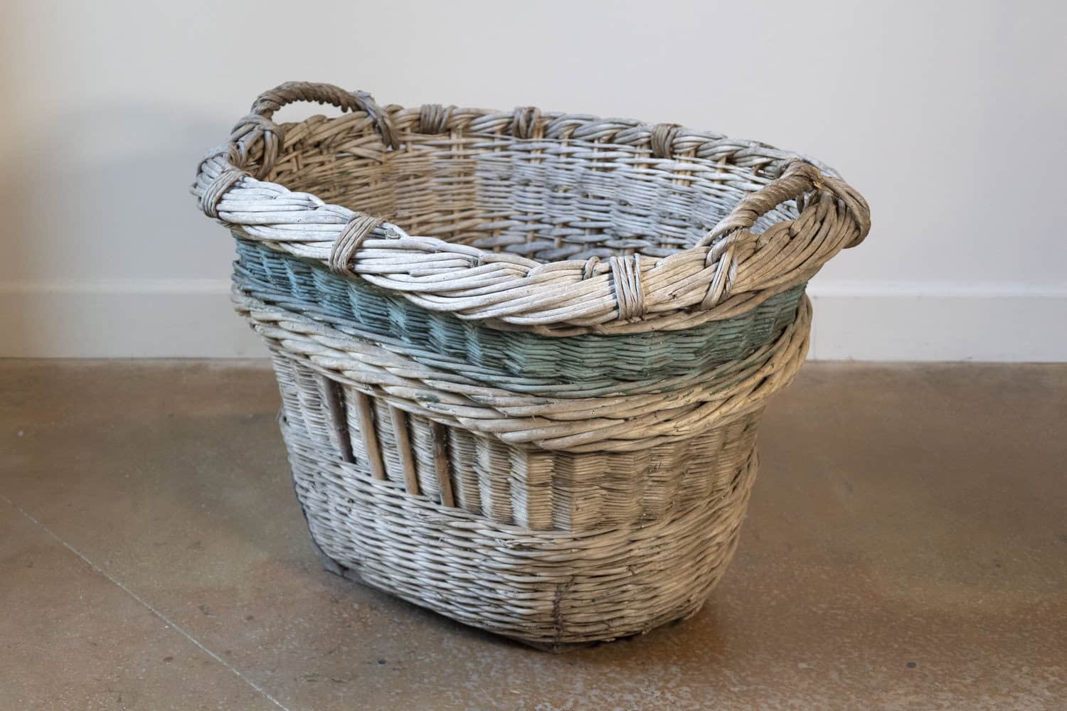 Early 20th Century French Wicker Grape Harvesting Basket - Has some damage to one handle - JAA