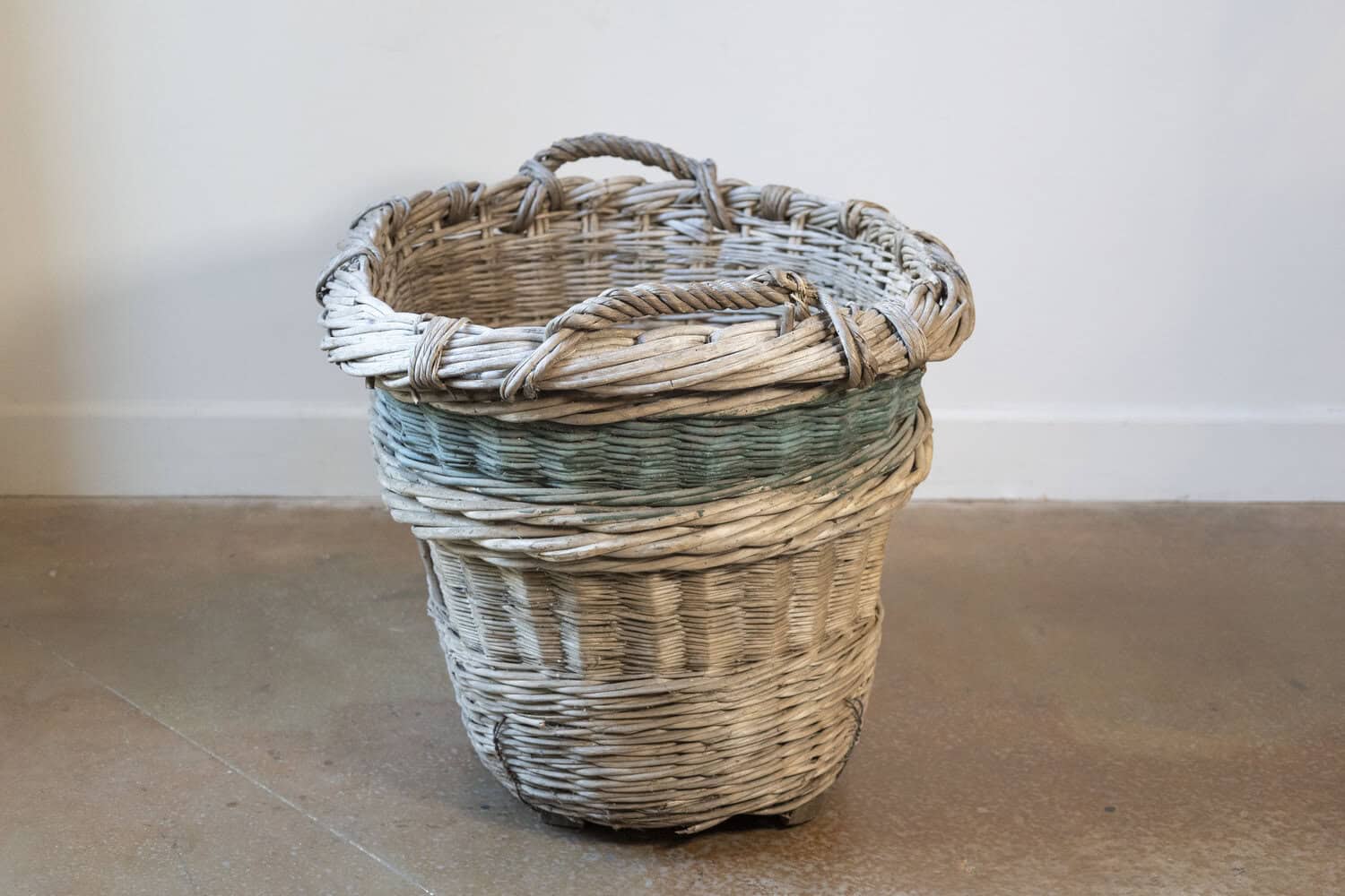 Early 20th Century French Wicker Grape Harvesting Basket - Has some damage to one handle - JAA