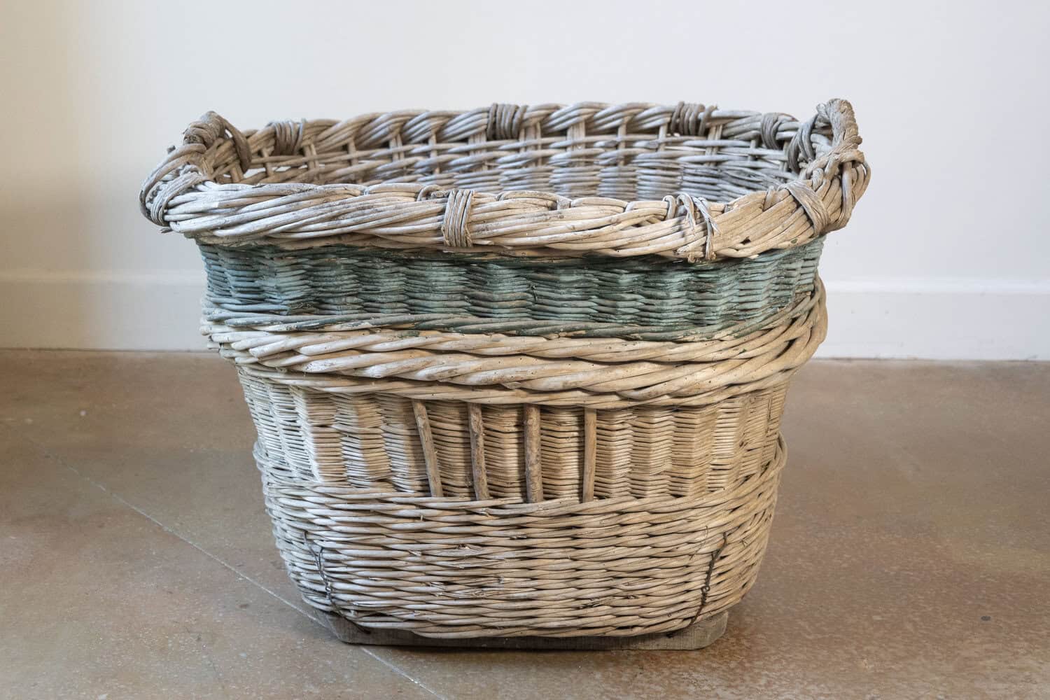 Early 20th Century French Wicker Grape Harvesting Basket - Has some damage to one handle - JAA