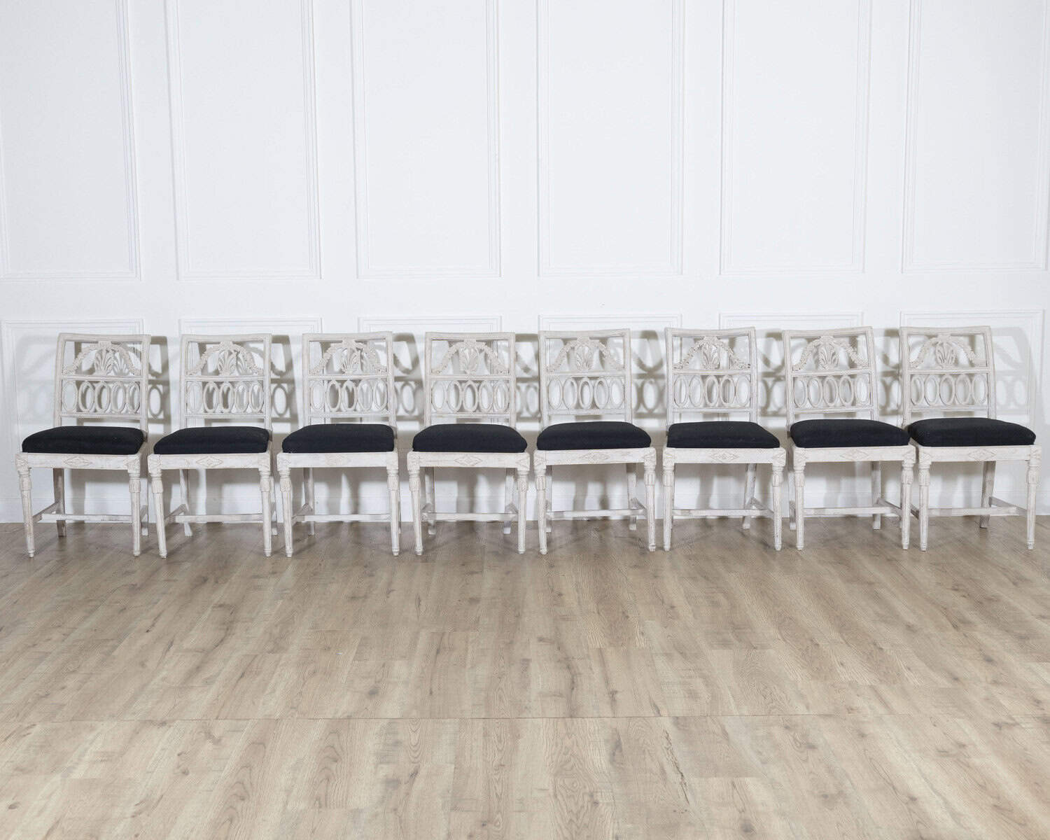 Set of Eight Swedish Gustavian Dining Chairs, circa 1820 - JAA