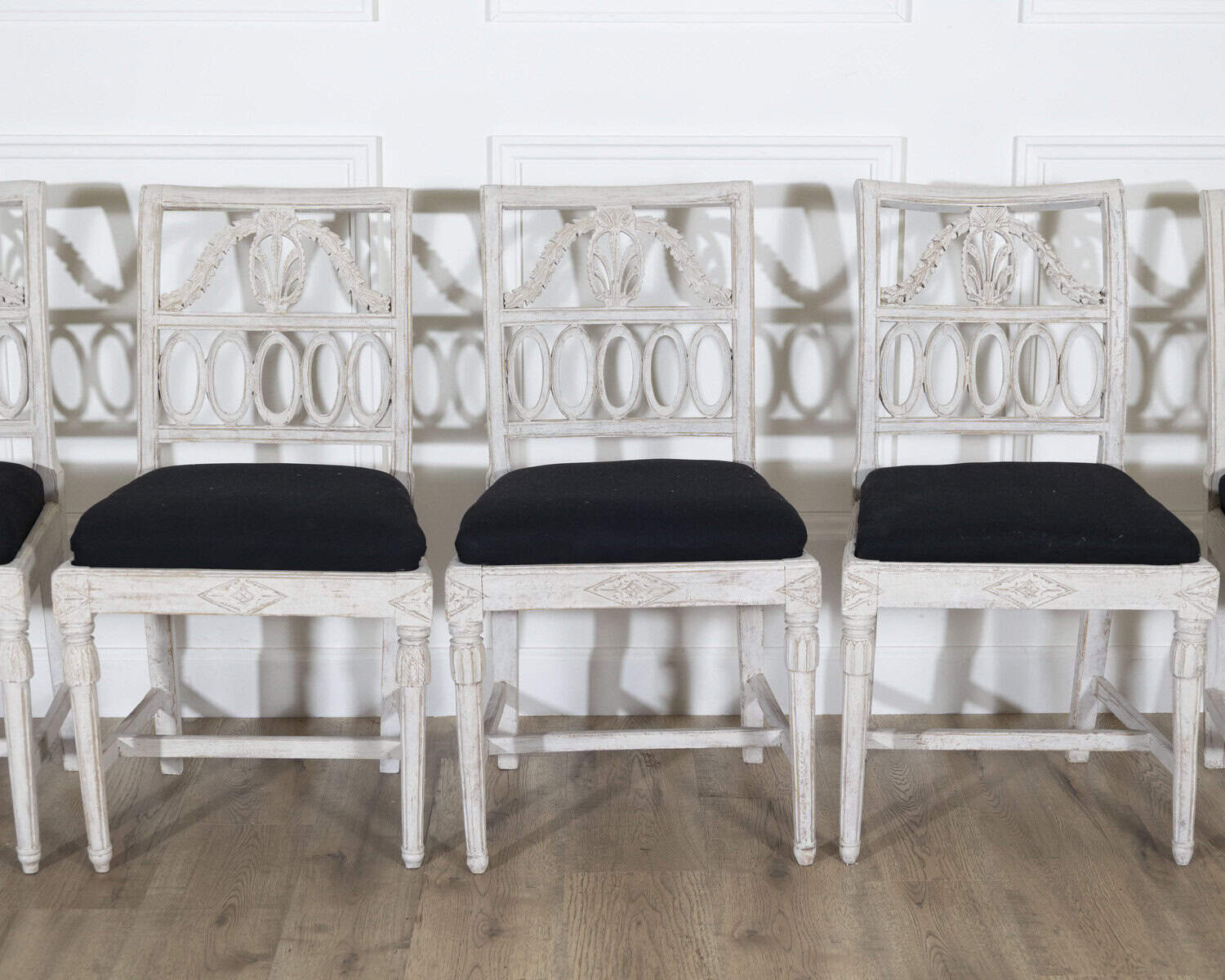 Set of Eight Swedish Gustavian Dining Chairs, circa 1820 - JAA