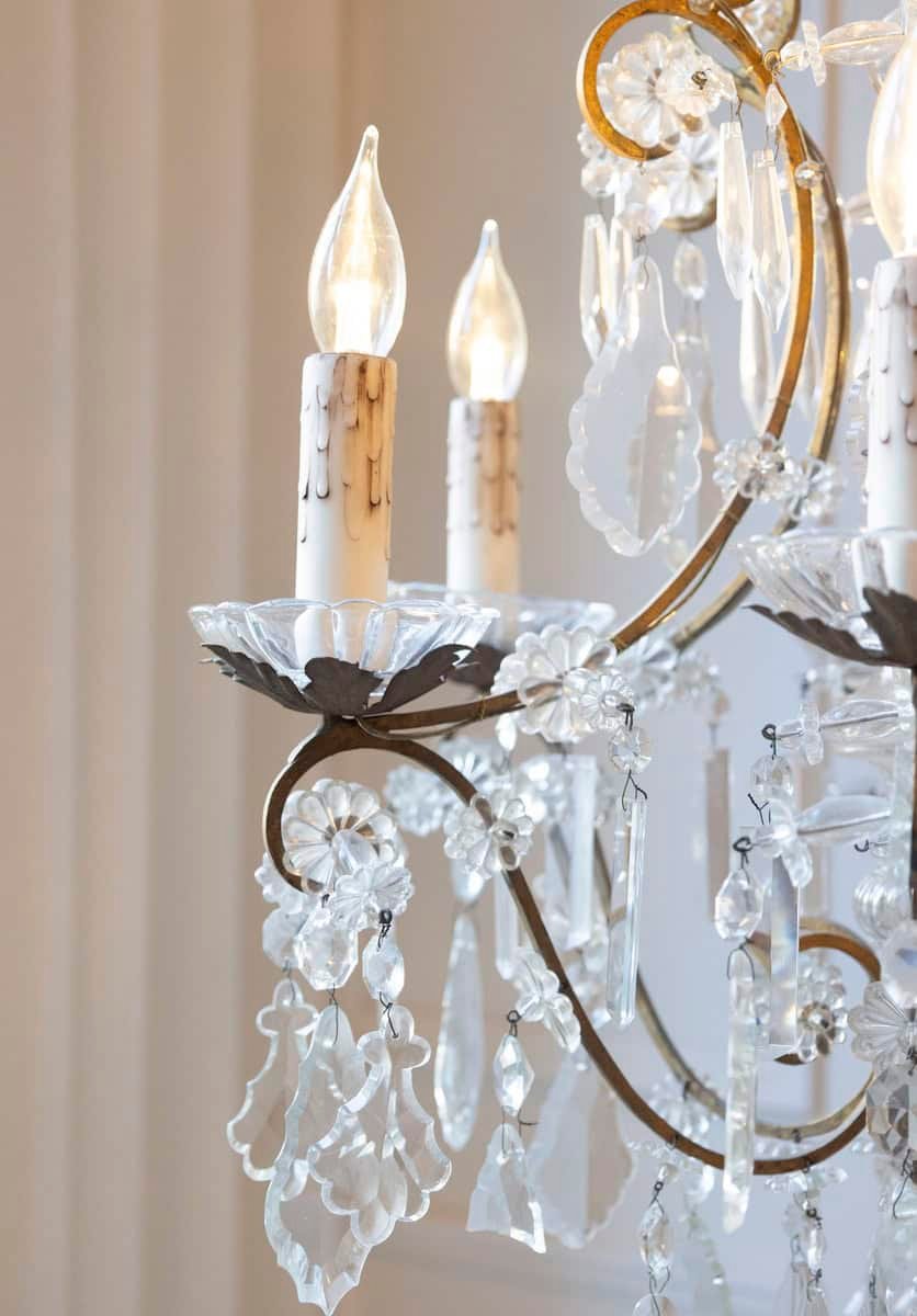 40% OFF at Checkout. Italian Rococo Style 1890s Six-Light Crystal Chandelier with Gilt Metal Armature - JAA