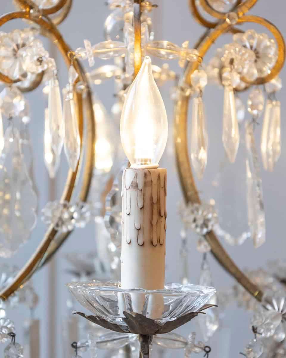 40% OFF at Checkout. Italian Rococo Style 1890s Six-Light Crystal Chandelier with Gilt Metal Armature - JAA