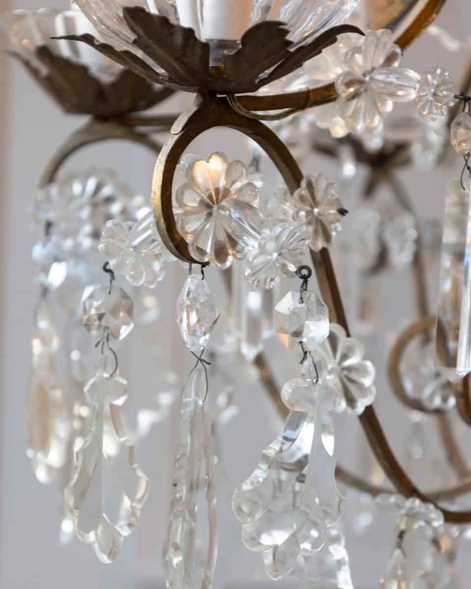 40% OFF at Checkout. Italian Rococo Style 1890s Six-Light Crystal Chandelier with Gilt Metal Armature - JAA
