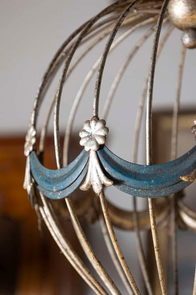 20th Century French Gilt Iron and Painted Tôle Balloon Chandelier - JAA