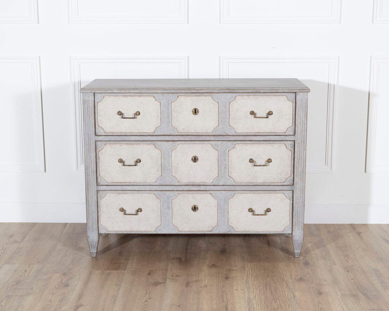 Swedish Gustavian Style Chest of Drawers in Two Shades of Grey, Circa 1880 - JAA