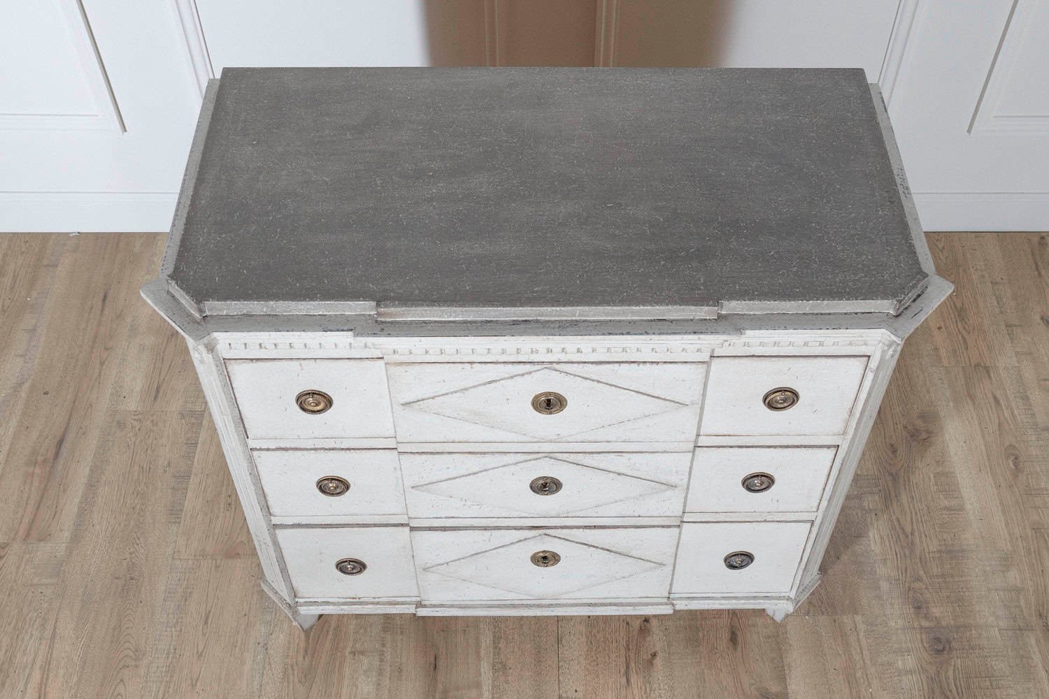 Swedish Gustavian Style Painted Chest of Drawers with Grey Top, circa 1880 - JAA