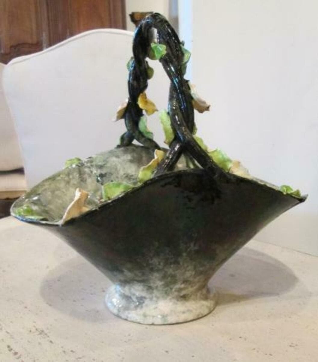 Longchamp Porcelain Basket with Applied Flowers Circa 1880 - JAA