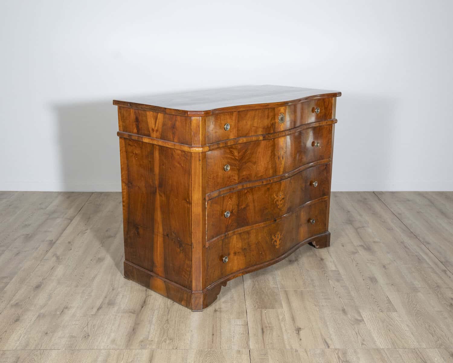 Pair of 18th Century Italian Walnut Commodes with Serpentine Fronts - JAA