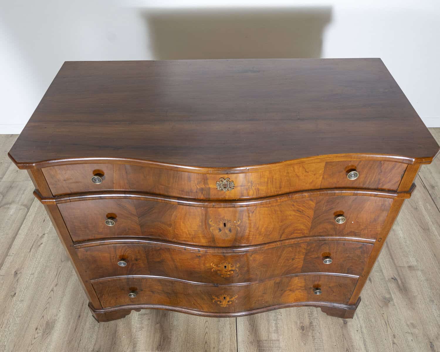 Pair of 18th Century Italian Walnut Commodes with Serpentine Fronts - JAA
