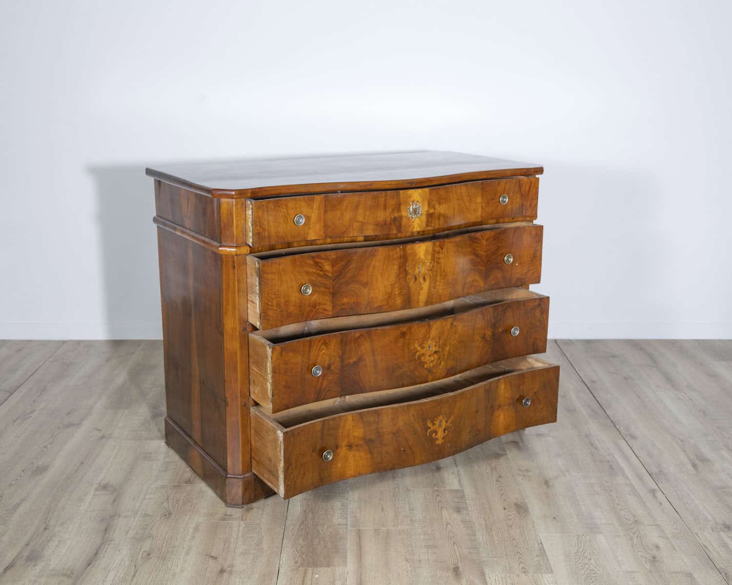 Pair of 18th Century Italian Walnut Commodes with Serpentine Fronts - JAA