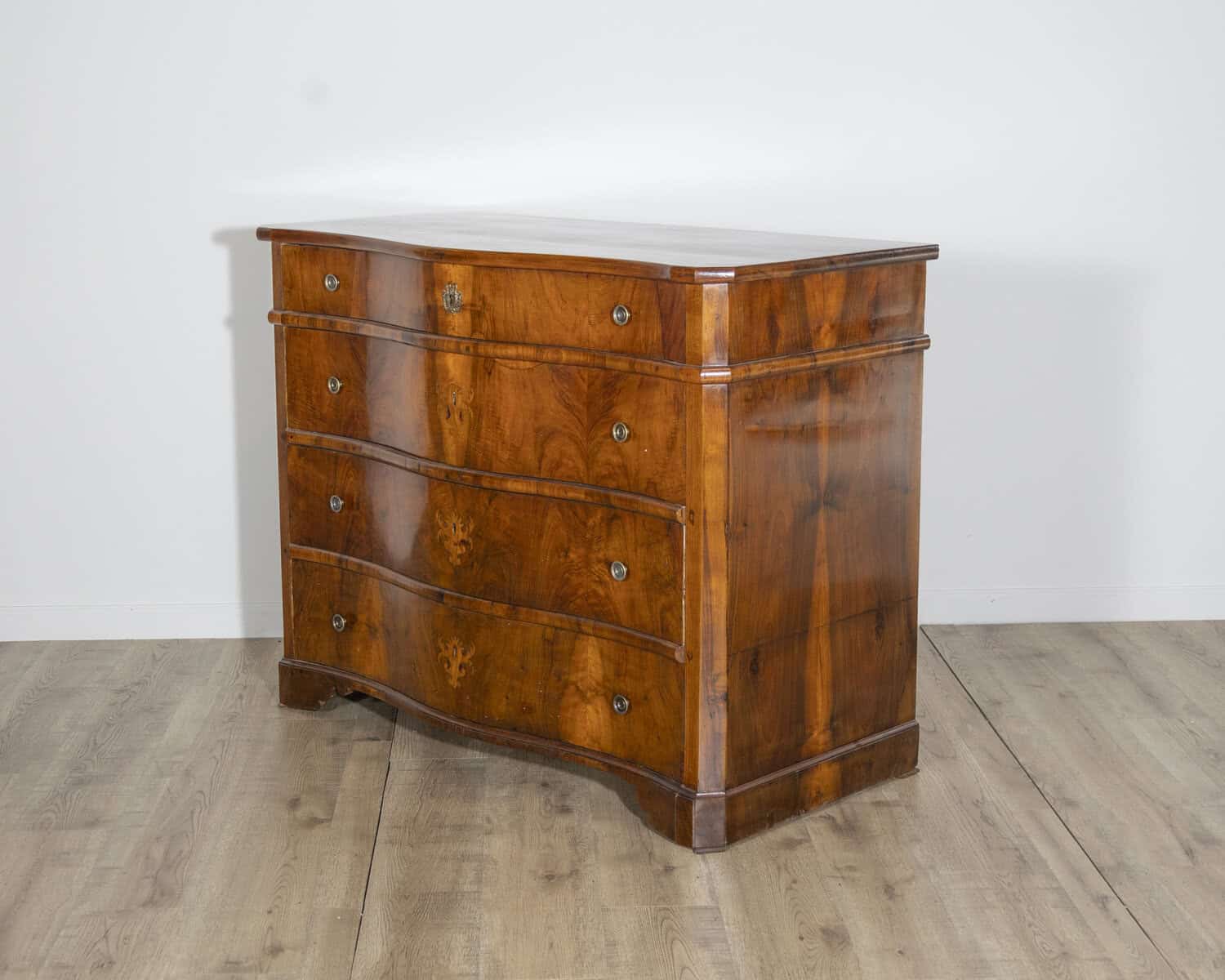 Pair of 18th Century Italian Walnut Commodes with Serpentine Fronts - JAA