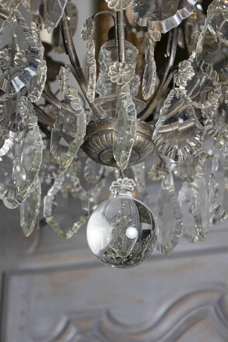 40% OFF. French 1890s Eight-Light Crystal Chandelier with Bronze Armature and Obelisks - JAA