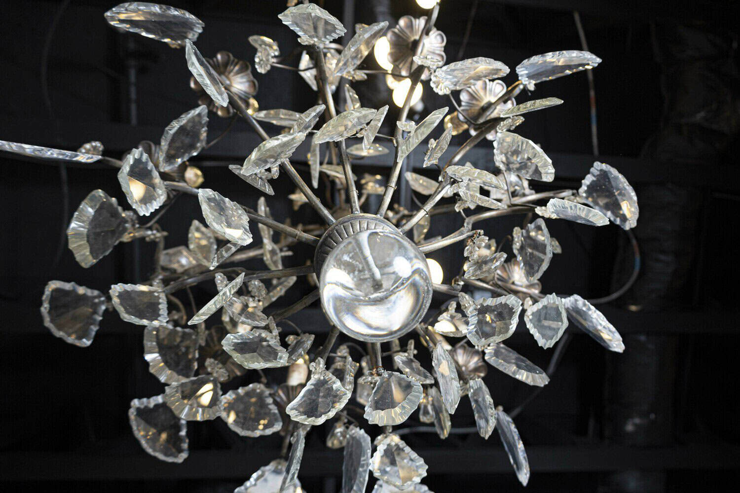 40% OFF. French 1890s Eight-Light Crystal Chandelier with Bronze Armature and Obelisks - JAA