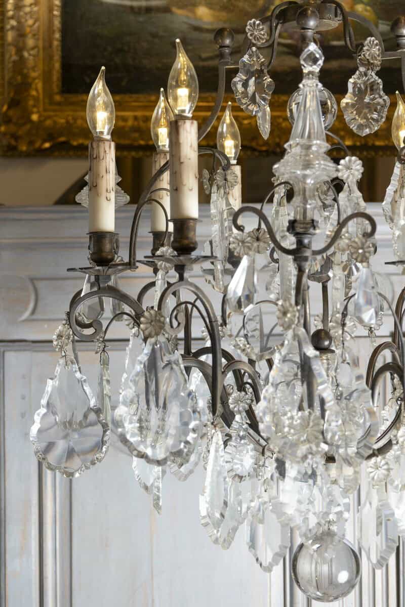 40% OFF. French 1890s Eight-Light Crystal Chandelier with Bronze Armature and Obelisks - JAA