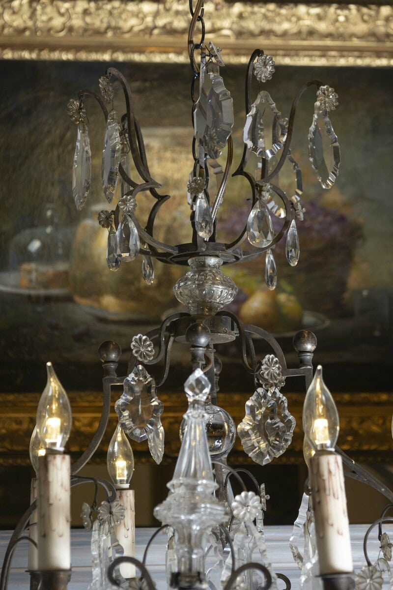40% OFF. French 1890s Eight-Light Crystal Chandelier with Bronze Armature and Obelisks - JAA