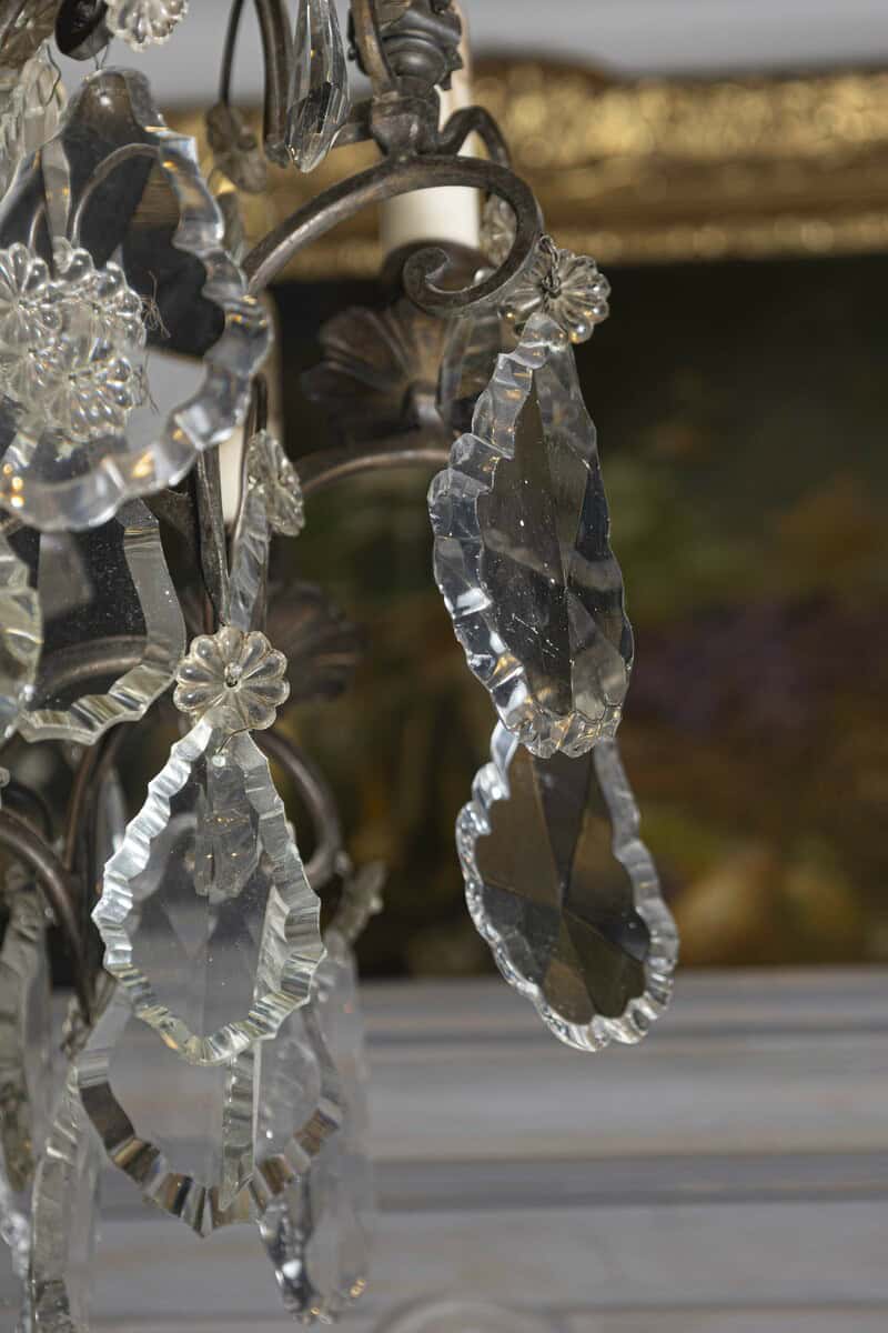 40% OFF. French 1890s Eight-Light Crystal Chandelier with Bronze Armature and Obelisks - JAA