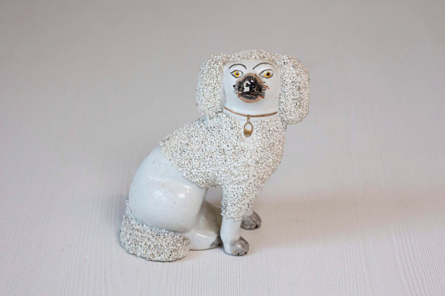 English 19th Century Victorian Split Leg Staffordshire Dog with White Coat - JAA