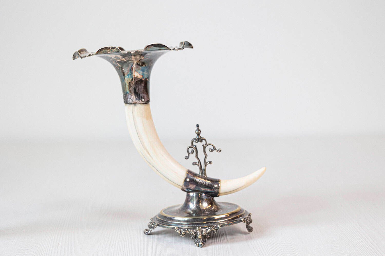 English Victorian Rodgers & Sons 19th Century Game Animal Horns on Silver Mounts - JAA