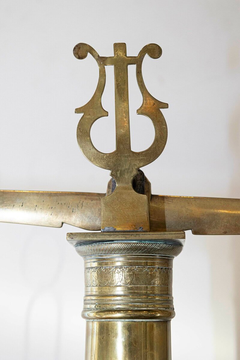 English 19th Century Brass Herbalist Scale with Central Column and Lyre Motif - JAA