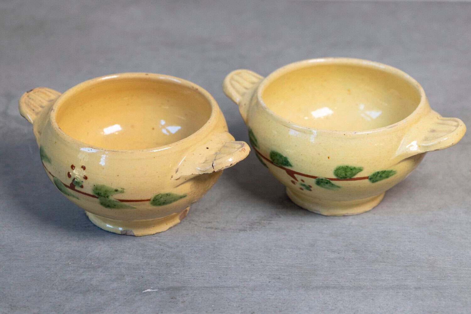 Petite 19th Century Eastern French Yellow Glazed Pottery Bowls from Innimont - JAA