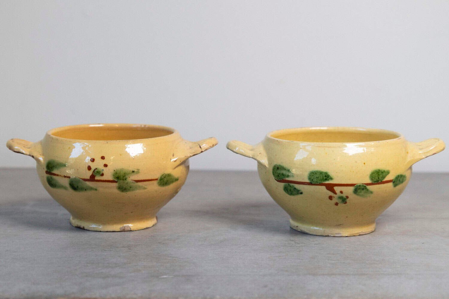 Petite 19th Century Eastern French Yellow Glazed Pottery Bowls from Innimont - JAA