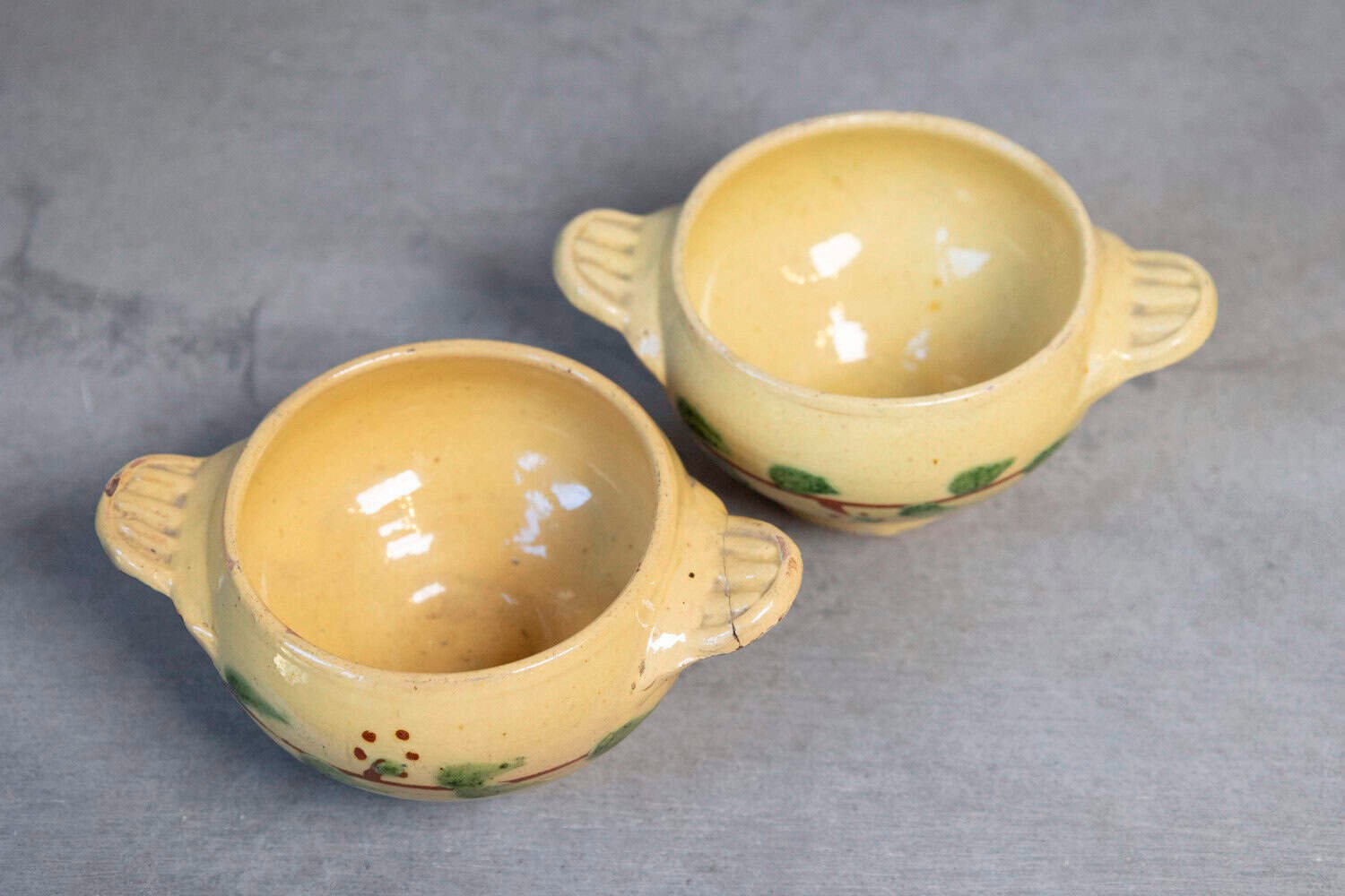 Petite 19th Century Eastern French Yellow Glazed Pottery Bowls from Innimont - JAA