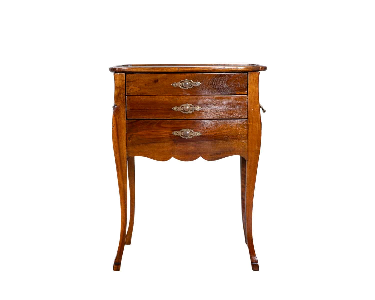 Late 19th-Century French Walnut Bedside Cabinet with Hidden Writing Desk